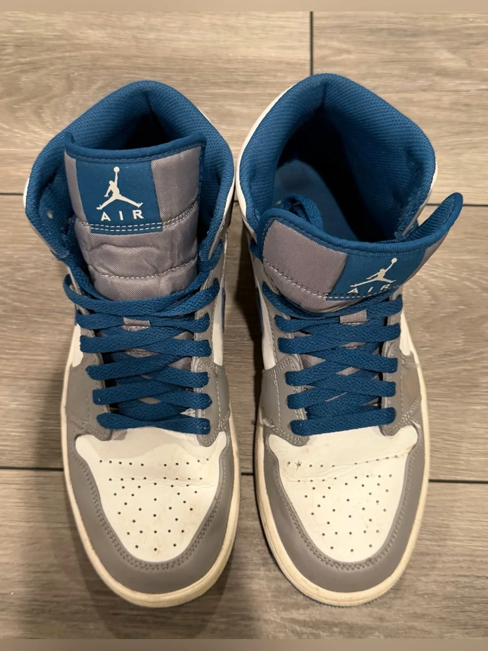 Nike Air Jordan 1 Mid Men's Shoes - Gray/Blue